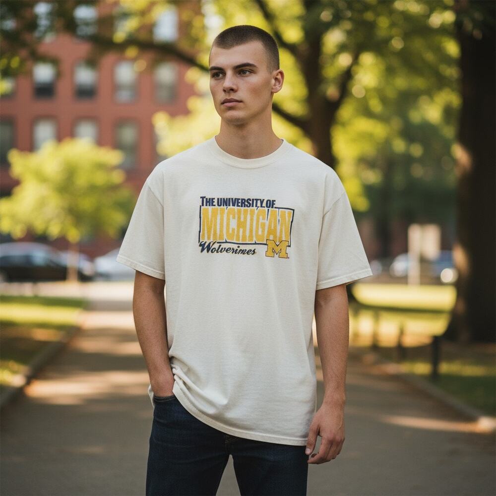 Vintage University of Michigan Wolverines Graphic Tee T-Shirt Mens XL Worn In